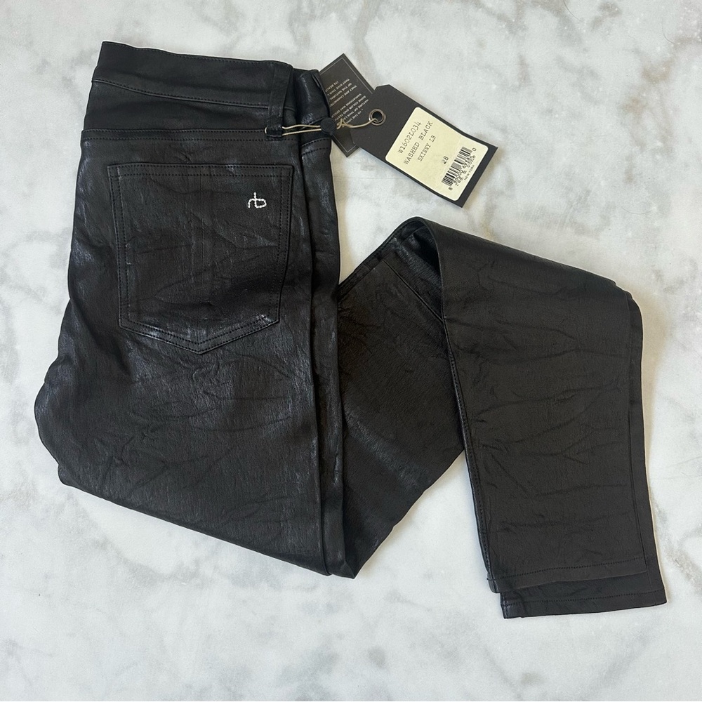 Rag & Bone Lamb Stretch Leather Skinny Jeans Washed Black $1000 US 28 / 6
